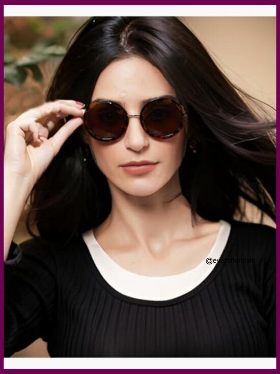 Polarized Retro Round Sunglasses with UV Protection, Metal Frame main image 6